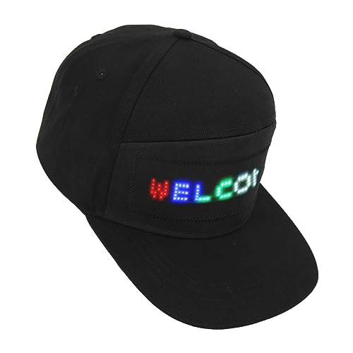 Topiky baseball cap mit led-leuchte, Programmierbare LED Käppi mit -App-Steuerung, Abnehmbar, Verstellbare Größe, Baumwolle, Editierbarer Bunter Hut für Konzerte Im Freien, Karneval (schwarzer Hut) von Topiky