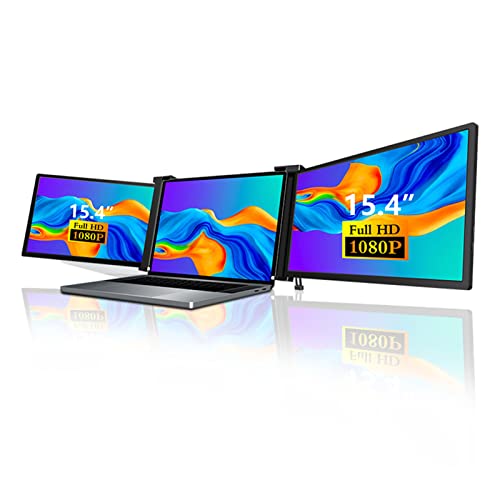 Tragbarer Monitor für Laptop, 15,4 Zoll FHD 1080P IPS Dual Screen Extender, Dual Triple Monitor Screen Extender Type C Power, Arbeit mit 15,6 Bis 17,3 Zoll Laptop von Topiky