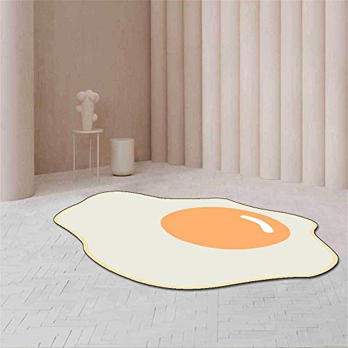 Moderner schicker Teppich Mode Spiegelei Eier Muster Weicher Teppich, für Wohnzimmer Schlafzimmer Garderobe Küche Nacht Kinderzimmer Stuhl Matte Weiß/Gelb-60 * 90CM von Topinged