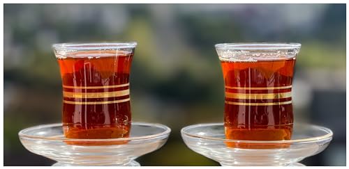 Topkapi - 12-TLG Türkisches Tee-Set ESMA-Sultan mit Golddekor, 6 Teegläser und 6 Untersetzer von Topkapi