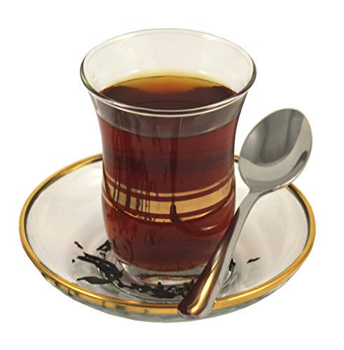 Topkapi - 18-TLG Türkisches Tee-Set Leyla-Sultan mit Golddekor, 6 Teegläser, 6 Untersetzer, 6 Teelöffel von Topkapi