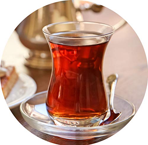 Topkapi - 18-tlg Türkisches Tee-Set Jasmin-Sultan mit Optik Effekt, 6 Teegläser, 6 Untersetzer, 6 Teelöffel, Komplett-Set für 6 Personen von Topkapi
