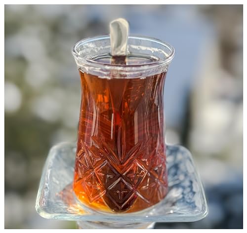 Topkapi – 18-tlg Türkisches Tee-Set Pelin-Sultan, 6 Teegläser, 6 Untersetzer, 6 Teelöffel, Komplett-Set im Kristall-Look von Topkapi