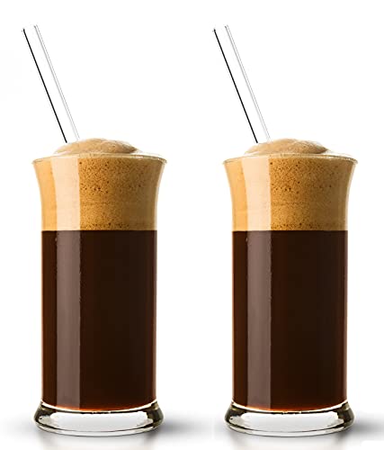 Topkapi 251.001-4-TLG Eiskaffee-Set “Rimini“ mit 2 Eiskaffeegläser + 2 Glashalmen, für Milchkaffee, Milchshake, Frappe, Cocktails, Longdrinks, Kakao von Topkapi