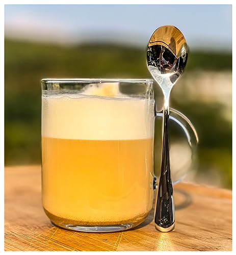 Topkapi 251.237-4-tlg Glasbecher-Set Berna │ ~330 ml │ Latte Macchiato Gläser │Teeglas, Teebecher │ Kaffeebecher│ Cappuccino Gläser │ Glasbecher mit Löffel für zwei Personen │ Sen & Ben Serie von Topkapi