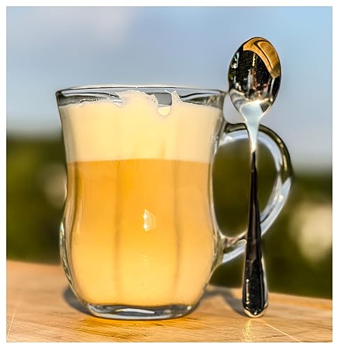 Topkapi 251.239-4-tlg Glasbecher-Set Kumru │ Glasbecher mit Löffel, XL ~370 ml │ Latte Macchiato Gläser, Teeglas, Teebecher, Kaffeebecher Cappuccino Gläser │für 2 Personen │ Sen & Ben Serie von Topkapi