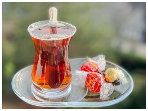 Topkapi - 6-tlg Türkisches Tee-Set Elif-Sultan für 2 Personen │ 2 Teegläser, 2 ovale Untersetzer und 2 Teelöffel │ Sen & Ben Serie │ Versandsicher gepackt │ Spülmaschinenfest von Topkapi