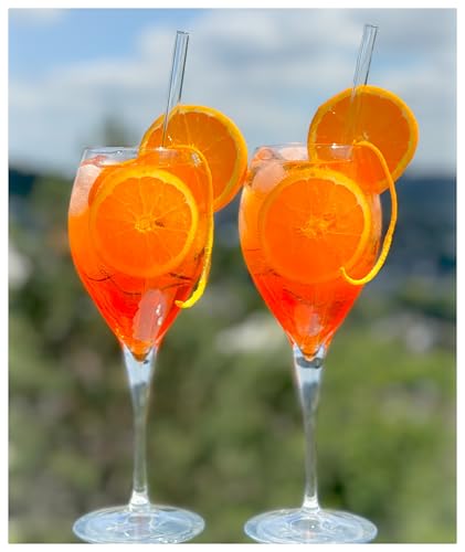 Topkapi Aperol Spritz Glas Set Stella XL 13-TLG Cocktailgläser – 6X Aperol Gläser mit 6X Glashalmen, Cocktail Glas, 445ml, Komplett für 6 Personen von Topkapi