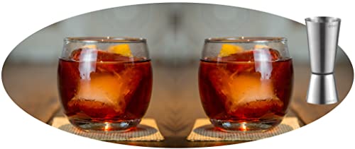 Topkapi Bar & Lounge 251.155 Negroni Gläser 3-TLG Cocktail Set Camillo – Fabelhaft für Negroni, 350 ml, Genuss pur, inklusive Double Jigger zum Mixen von Topkapi