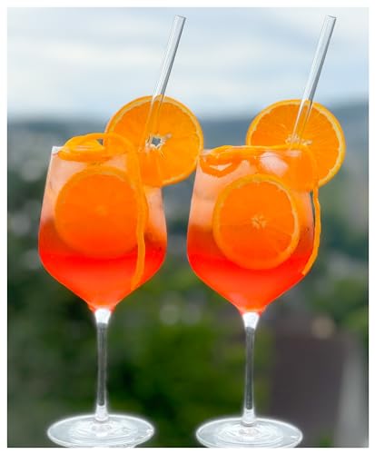 Topkapi elite Aperol Spritz Glas Set Terrazza XL Cocktailgläser – 6x Bleifreie Kristallgläser speziell für Aperol Spritz mit 6x Glashalmen, Cocktail Glas, 625ml, Komplett für 6 Personen von Topkapi