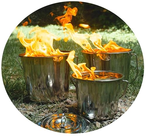 Topkapi Terrassenfeuer Big Flame 3 Liter │ Fabelhaft für Balkon, Terrasse, Garten, Camping │ Outdoor Edelstahl Feuereimer │ Nachhaltig, Wiederauffüllbar │ 6-8 h Brenndauer │ Wundervolles Flammenspiel von Topkapi