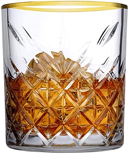 Topkapi Timeless 52780 Gold Touch Shotglas Likör Schnaps Edelbrand Glas im Kristall-Design, V ~62 ml, Goldlinie, 4er Set von Topkapi