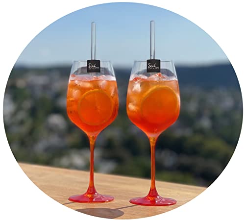 Topkapi elite 9-tlg Aperol Spritz Glas Betty I 2 Stück Aperol Spritzgläser XXL Größe + 7-tg Glashalm Set I Handbemalter Stiel I Spülmaschinenfest I Made in Germany von Topkapi