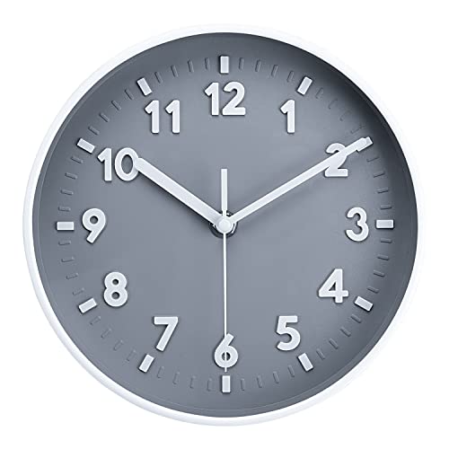 Topkey 8 Inch Silent Wall Clock Easy Readable Big Numbers Non Ticking Round Stylish Modern Clock Decorative for Kitchen Home Dining Room and Office-Grey von Topkey