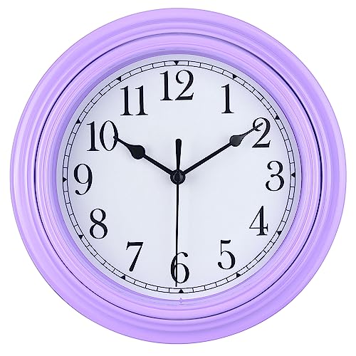 Topkey Stille Wanduhr Küche 9 Zoll Retro Nicht tickend Dekorativ Schlafzimmer Büro Wanduhr (Taro Violett) von Topkey