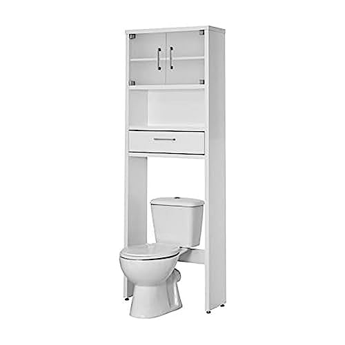 TOPKIT WC Toilette Hochschrank Überbauschrank Badregal Badezimmerregal Badschrank Badmöbel (weiß) 8950BL von Topkit