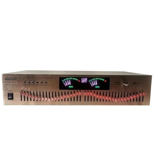 Toplionace 220V EQ666BT 40 Band 5.0 Verlustfreie Bluetooth Karte Stereo EQ Equalizer Tuner Fernbedienung High School Bass Einstellbar (EQ666BT, Gold) von Toplionace