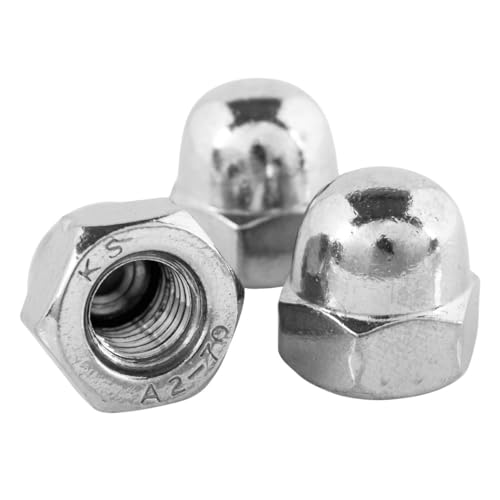 Topnorm24 - Hutmutter hohe Form DIN 1587 Edelstahl M6-25 Stück rostfrei A2 V2A Sechskant Hutmuttern Kappenmuttern für Schrauben & Unterlegscheiben & Gewindestangen (25, M6) von Topnorm24