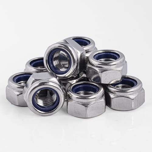 Topnorm24 - Sicherungsmuttern DIN 985 Edelstahl M4-100 Stück A2 - V2A rostfrei - Stopmuttern - Selbstsichernde Muttern für M4 Schrauben (100, M4) von Topnorm24