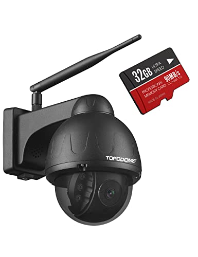 Topodome FHD 1080P Überwachungskamera Aussen mit Starlight Nachtsicht, Auto-Tracking, manale Erkennung, Metall schwarz von Topodome