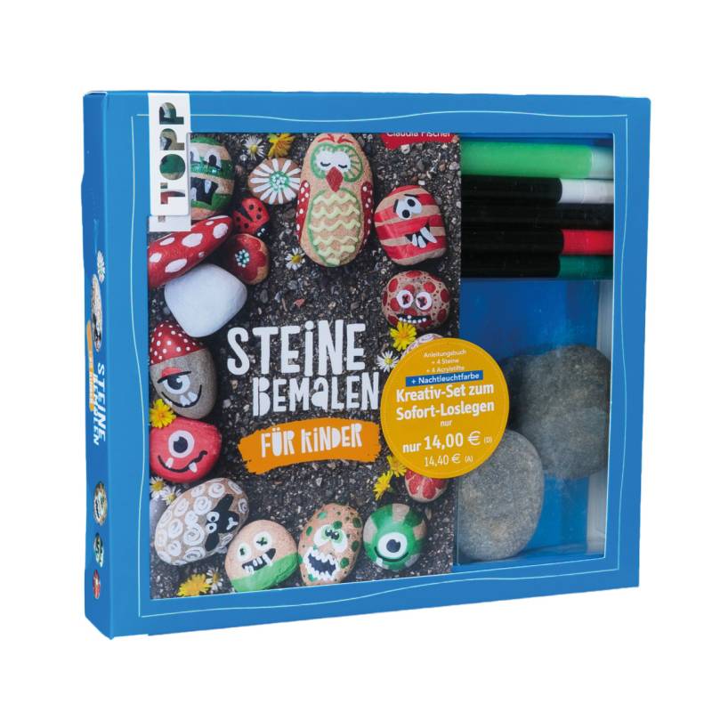 Kreativ-Set Steine bemalen für Kinder (Buch + Material) von Topp