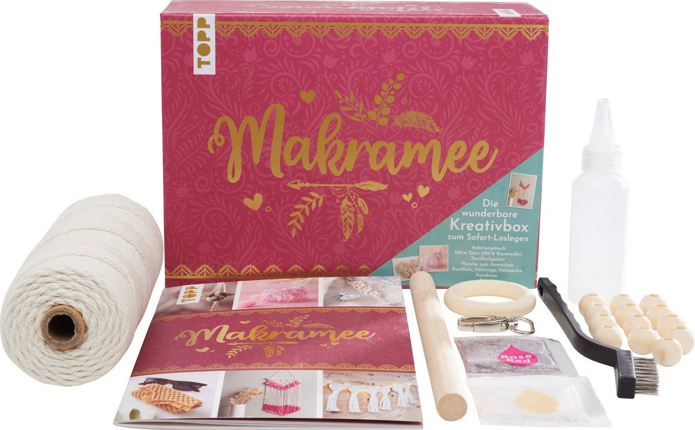 Topp Makramee knüpfen - Die wunderbare Kreativbox Häkelwolle, 24 Teile von Topp
