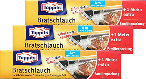 3x Toppits Bratschlauch 3+1 = 4m für geschmackvolle Zubereitung mit weniger Fett - der Ofen bleibt sauber von Toppits