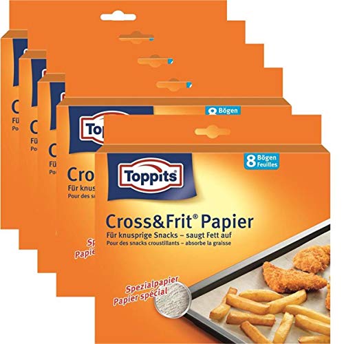 5 x Toppits® Cross&Frit Papier / Back-Spezialpapier (8 Bögen - 37 x 30 cm) SAUGSTARK von Toppits