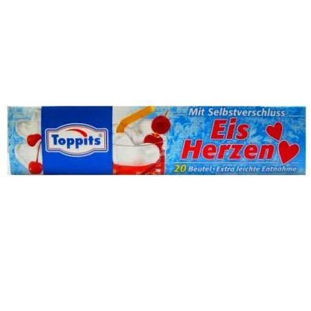 Toppits® Eiskugel - Beutel"Eis Herzen" (20 Beutel / 320 Herzen - 5,5 x 6,5 cm) PARTYSPASS von Toppits