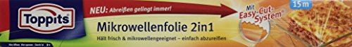 Toppits 2 in 1 Mikrowellenwellen- und Frischhaltefolie, 15 Meter, Breite 32.4 cm, Transparent von Toppits