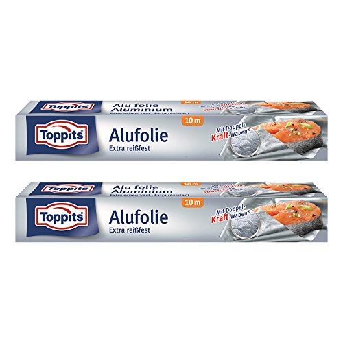 Toppits Alufolie Doppel-Kraft-Waben (10m x 29.5cm), 2er Pack (2 x 10 Meter) von Toppits