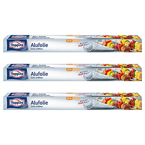 Toppits Alufolie XL Doppel-Kraft-Waben (10m x 44cm), 3er Pack (3 x 10 Meter) von Toppits