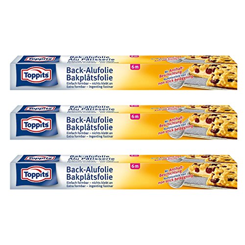 Toppits Back-Alufolie (6m x 37cm), 3er Pack (3 x 6 Meter) von Toppits