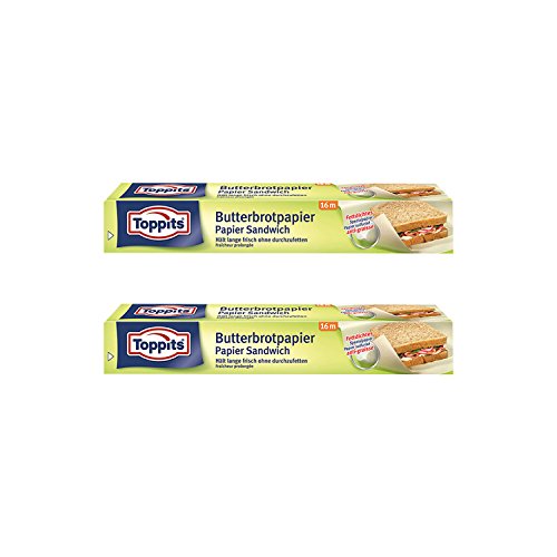 Toppits Butterbrotpapier (28cm x 16m), 2er Pack (2 x 16 Meter) von Toppits