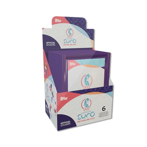 Topps Official Women's Euros 2025 Sticker Collection - Full Box - 50 Women's EUROS Sticker Päckchen pro Box (300 Stickers). von Topps