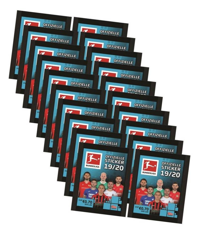 Topps Sticker Topps Bundesliga Sticker 2019 / 2020 - 20 Tüten (100 Sammelsticker), (Set) von Topps