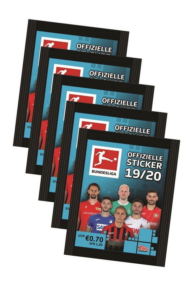 Topps Sticker Topps Bundesliga Sticker 2019 / 2020 - 5 Tüten (25 Sammelsticker), (Set) von Topps