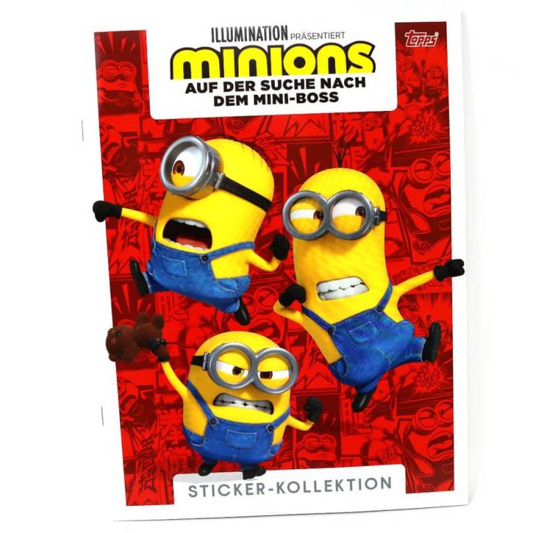 Topps Sticker Topps Minions Auf der Suche nach dem Mini-Boss Sticker 2022 - 1 Sammel, (Set), Minions Auf der Suche nach dem Mini-Boss Sticker 2022 - 1 Sammelalbum von Topps