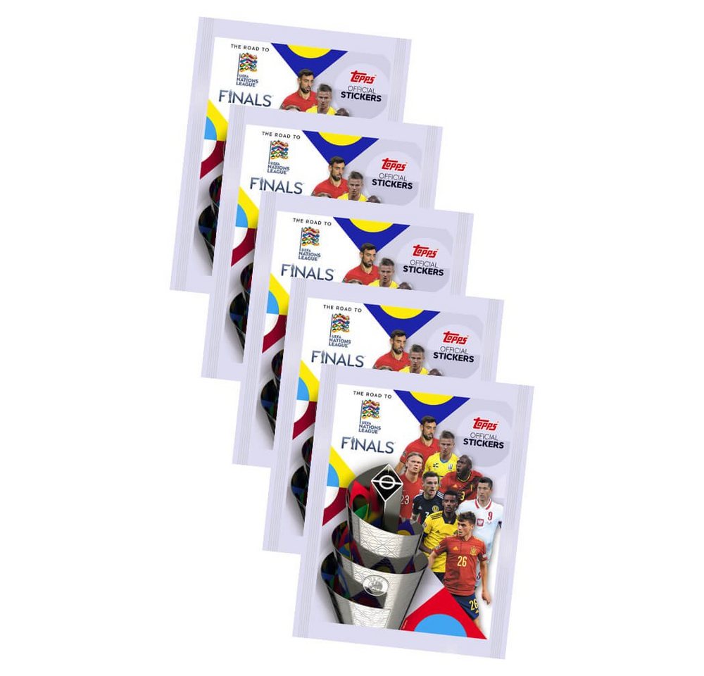 Topps Sticker Topps Road to UEFA Nations League Finals Sticker 2022 - 5 Tüten Sammel, (Set), UEFA Nations League Sticker 2022 - 5 Tüten von Topps