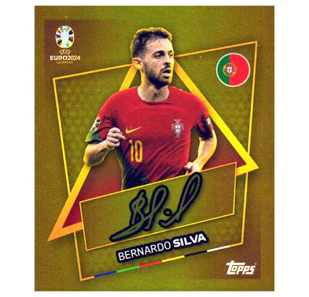 Topps Sticker Topps UEFA EURO 2024 Fußball EM Sammelsticker - Gold Signature Sticker, (Set), UEFA EURO 2024 - Gold Signature Sticker - Bernardo Silva von Topps