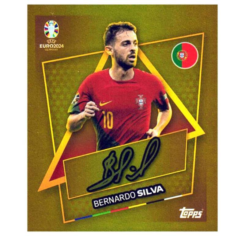 Topps Sticker Topps UEFA EURO 2024 Fußball EM Sammelsticker - Gold Signature Sticker, (Set), UEFA EURO 2024 - Gold Signature Sticker - Bernardo Silva von Topps