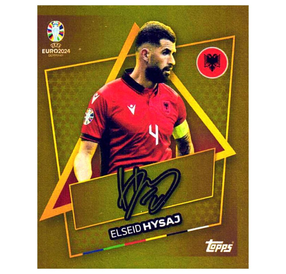 Topps Sticker Topps UEFA EURO 2024 Fußball EM Sammelsticker - Gold Signature Sticker, (Set), UEFA EURO 2024 - Gold Signature Sticker - Elseid Hysaj von Topps