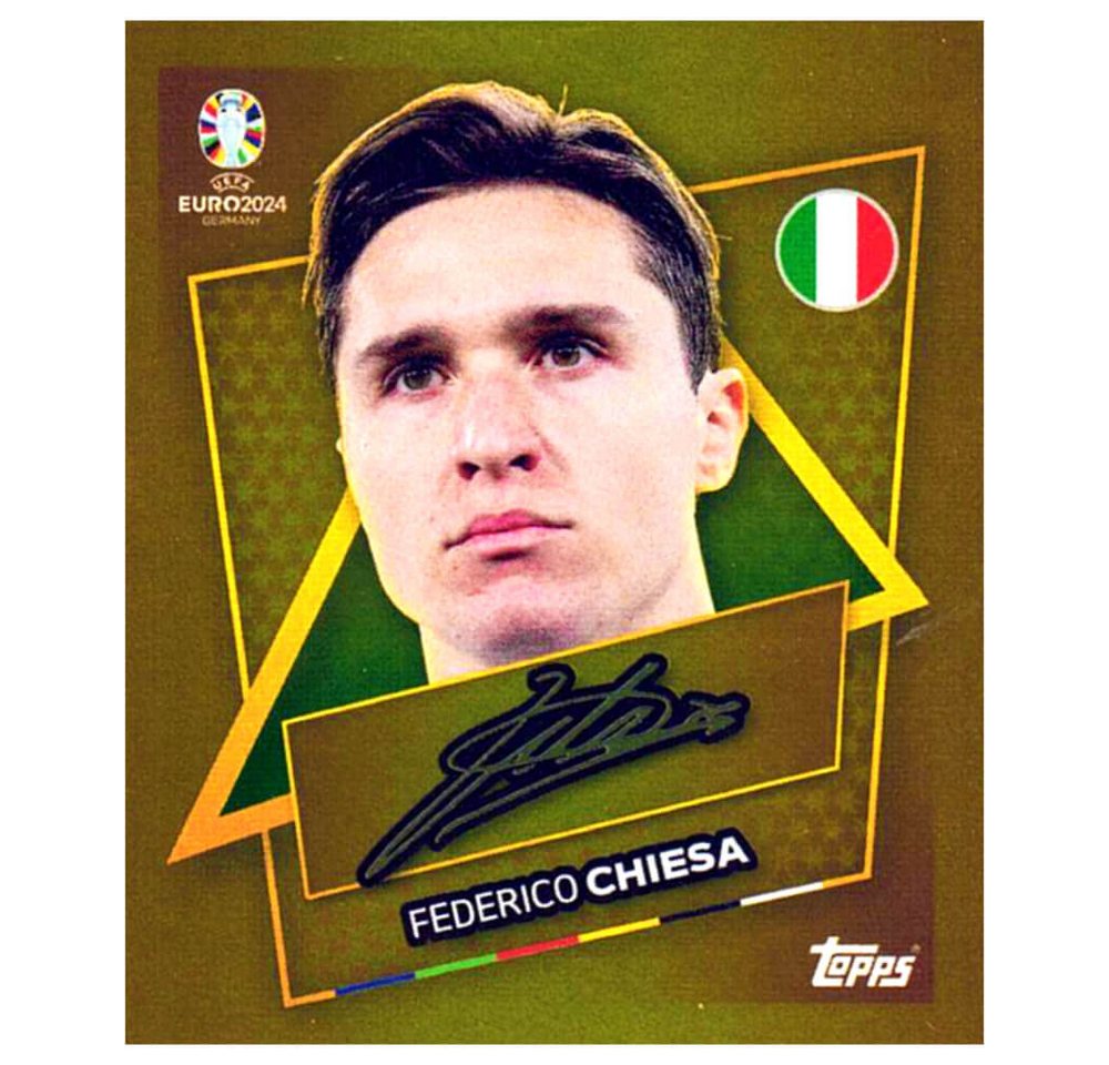 Topps Sticker Topps UEFA EURO 2024 Fußball EM Sammelsticker - Gold Signature Sticker, (Set), UEFA EURO 2024 - Gold Signature Sticker - Federico Chiesa von Topps