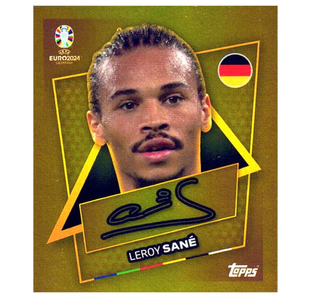 Topps Sticker Topps UEFA EURO 2024 Fußball EM Sammelsticker - Gold Signature Sticker, (Set), UEFA EURO 2024 - Gold Signature Sticker - Leroy Sane von Topps
