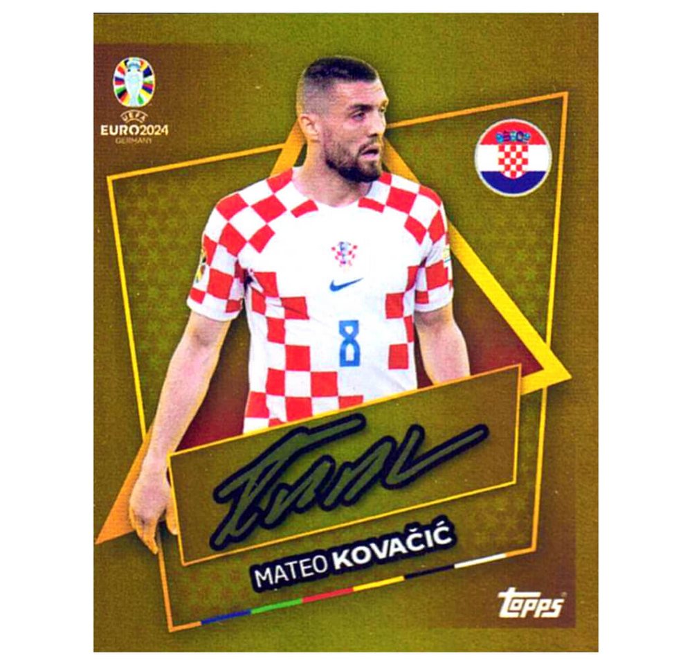 Topps Sticker Topps UEFA EURO 2024 Fußball EM Sammelsticker - Gold Signature Sticker, (Set), UEFA EURO 2024 - Gold Signature Sticker - Mateo Kovacic von Topps