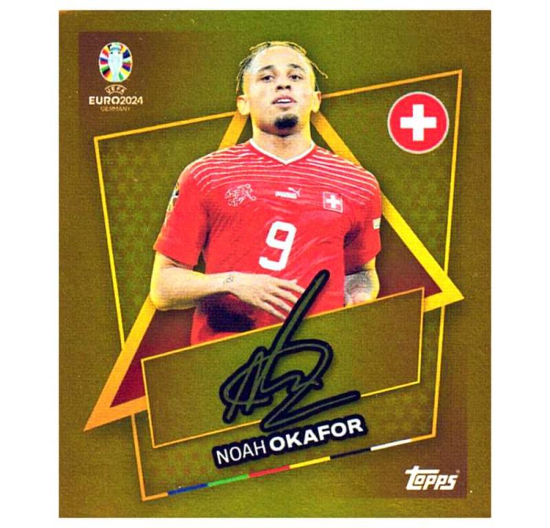 Topps Sticker Topps UEFA EURO 2024 Fußball EM Sammelsticker - Gold Signature Sticker, (Set), UEFA EURO 2024 - Gold Signature Sticker - Noah Okafor von Topps