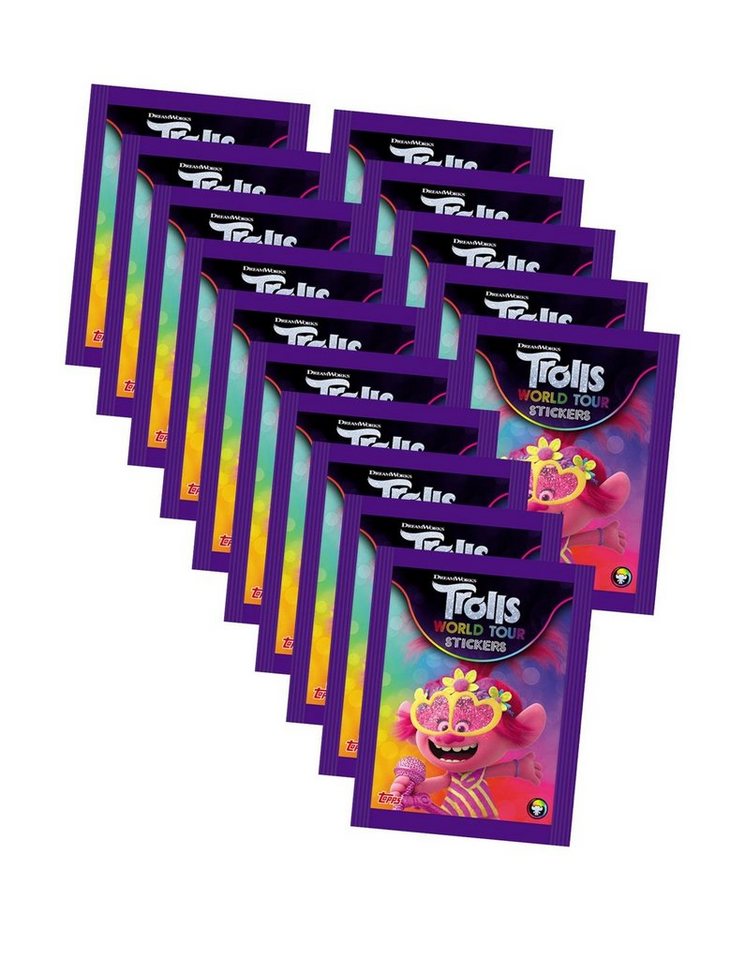 Topps Sticker Trolls World Tour (2020 - Sticker & Stickercards - 15 Tüten, (Set) von Topps