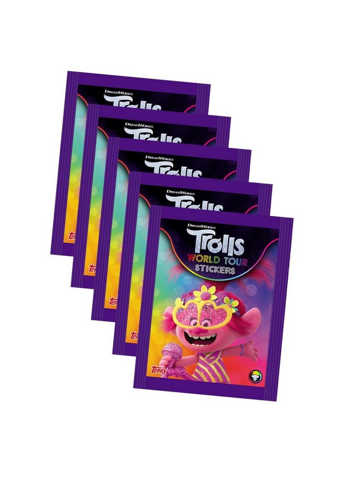 Topps Sticker Trolls World Tour (2020 - Sticker & Stickercards - 5 Tüten, (Set) von Topps