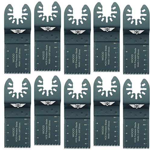 10 x 35mm TopsTools FA35J_10 Fast Fit grobe Holzschneideblätter kompatibel mit Dewalt Stanley Black und Decker Bosch Fein (nicht StarLock) Makita Milwaukee Parkside Ryobi Worx Workzone Multitool von TopsTools