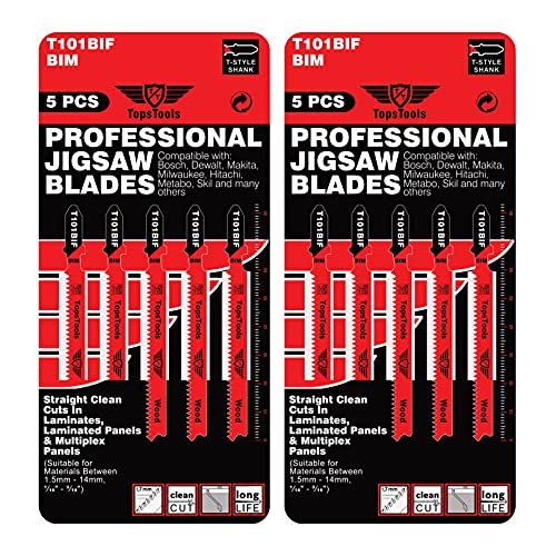10 x TopsTools T101BIF Laminat-Stichsägeblätter kompatibel mit Bosch Dewalt Makita Milwaukee und vielen mehr 10 x TopsTools T101BIF Laminat-Stichsägeblätter kompatibel mit Bosch Dewalt Makita Milwaukee und vielen mehr von TopsTools
